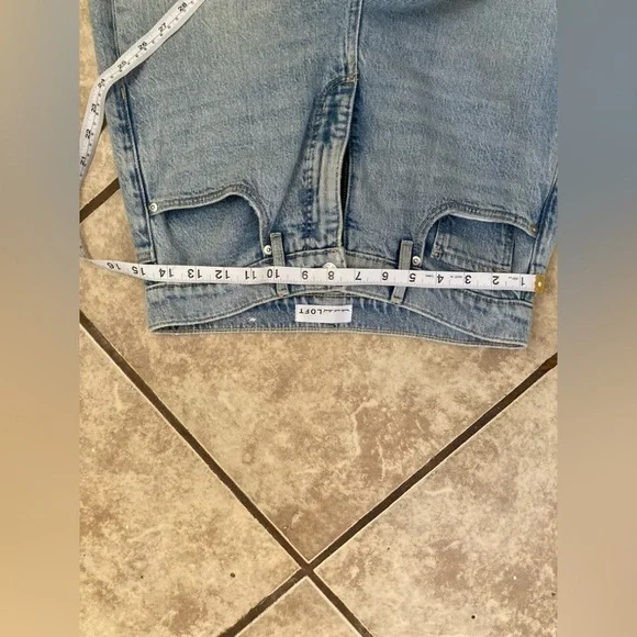 LOFT Straight Leg Jeans with Patchwork and Raw Hem Size 25 - Picture 8 of 9